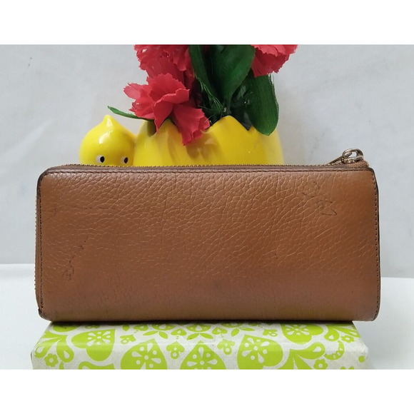 Michael Kors Brown Pebbled Leather Zipper Closure Credit Card Wallet - Picture 2 of 16